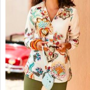SOFT SURROUNDINGS  floral button up XS
